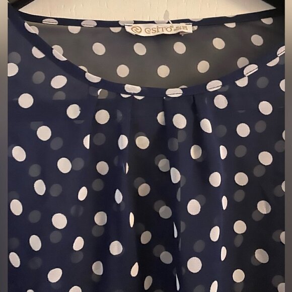 Sheer Polka Dot Blouse with Embroidered Long Sleeves Size 38 EU/ Small - Picture 4 of 9
